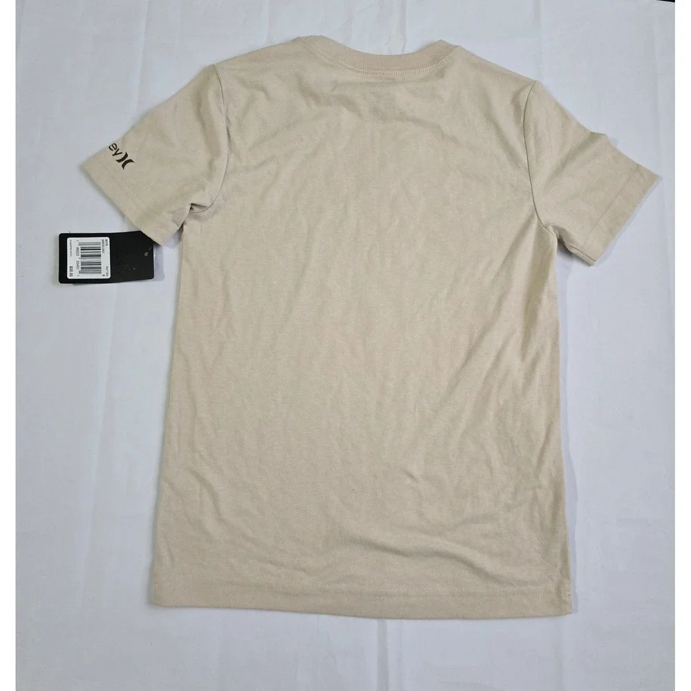 Hurley Boys Rattan Graphic T-Shirt Tan Hibiscus Logo Tee S 8-10 NWT